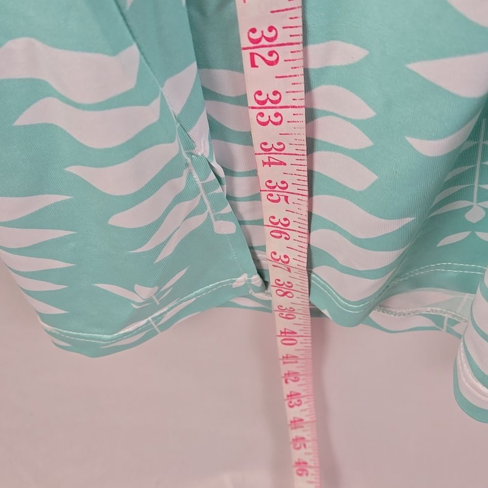 Stan Herman Mint Green Leaf Patterned Lounge Dress Sz S Spa Pool Bath Leisure - Picture 7 of 11